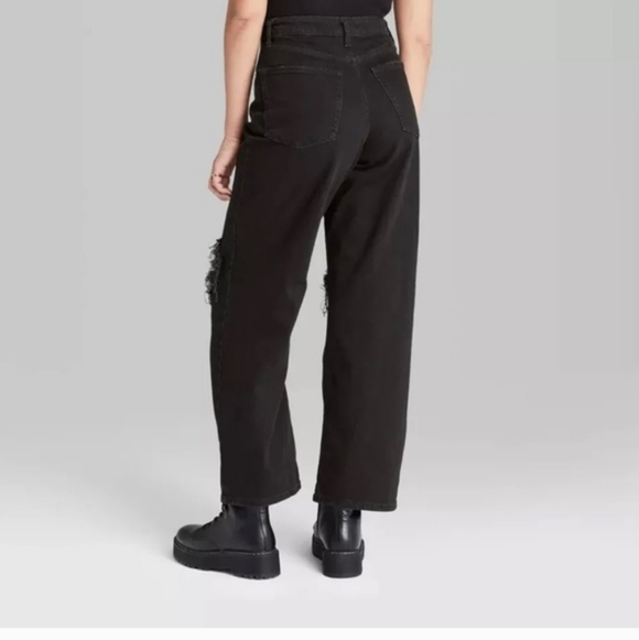 Wild Fable Highest Rise Baggy Jeans Distressed Black Grunge Gen Z Sz 12/31R - Picture 12 of 12